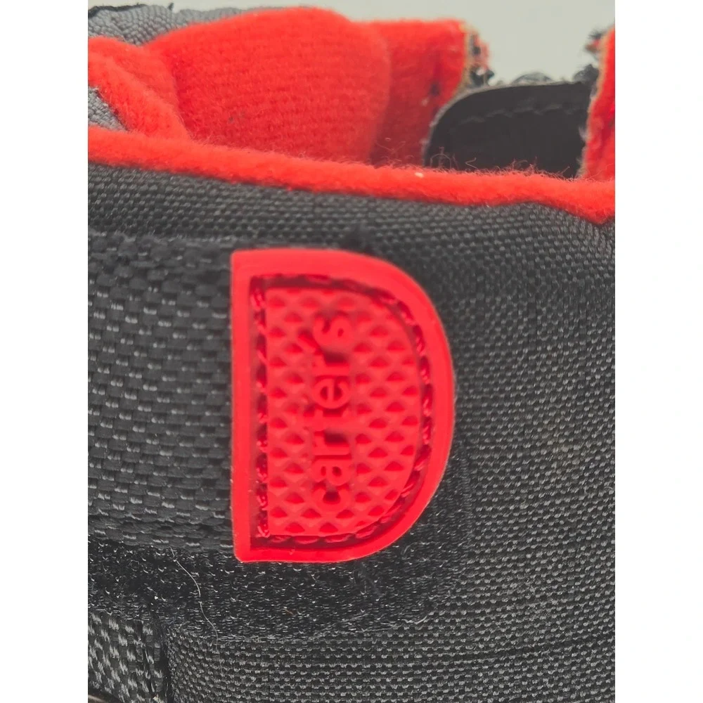 Carters Lunar-B Kids Winter Boots Black Red Size 9 Side Zip Bungee Laces Kidcore